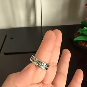 Pandora Silver Ring with Black Detailing